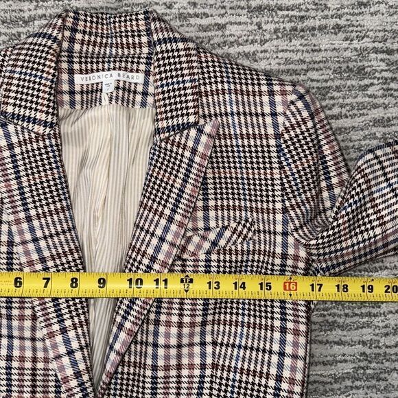 New Veronica Beard FULLER CHECK SINGLE-BUTTON DICKEY JACKET Cream Blue/ Rose Sz2 - Picture 11 of 16
